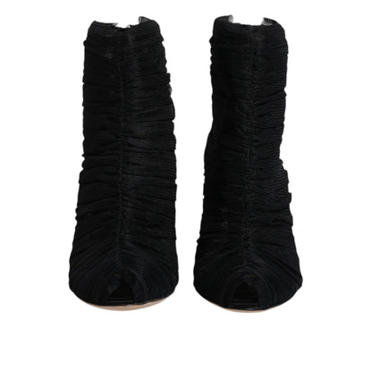 Dolce & Gabbana Black Mesh Stiletto Heels Ankle Boots Shoes