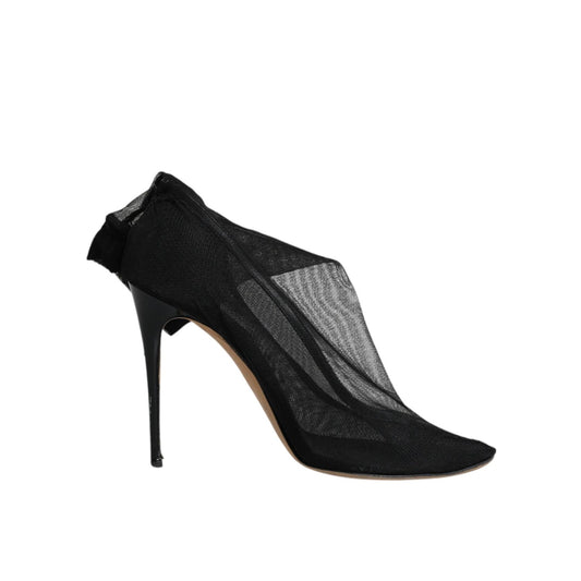 Dolce & Gabbana Black Nylon Stretch Mesh Sock Boots Shoes