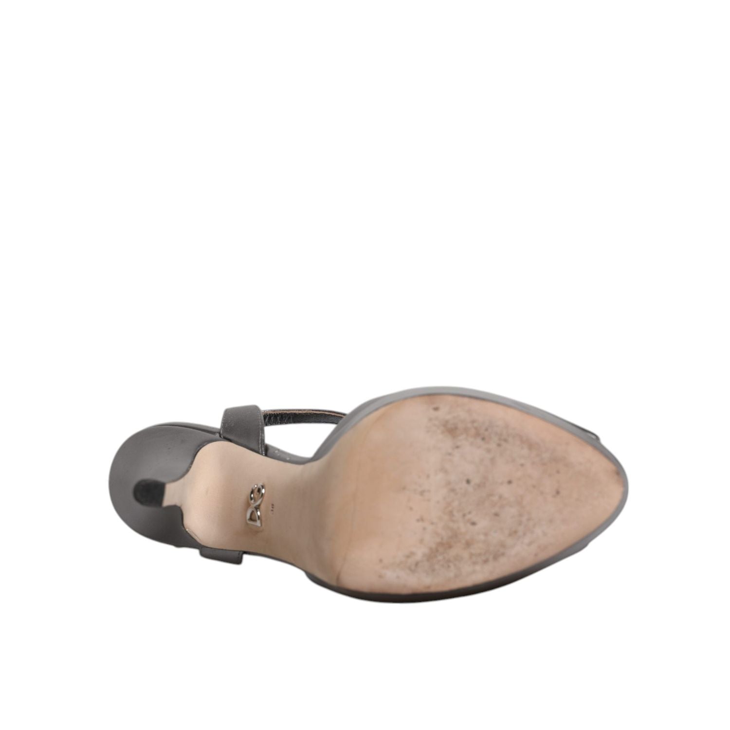 Dolce & Gabbana Silver Leather Platform Heels Sandals Shoes