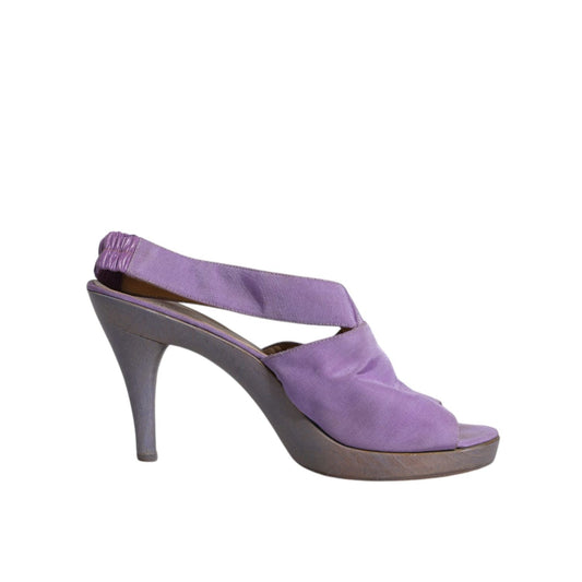 Dolce & Gabbana Purple Platform Slingback Heels Sandals Shoes