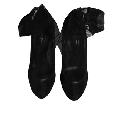 Dolce & Gabbana Black Nylon Mesh Sock Style Boots Shoes
