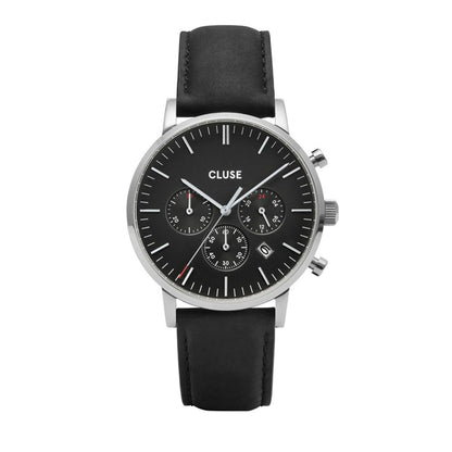 Cluse Black Leather Dress Watch