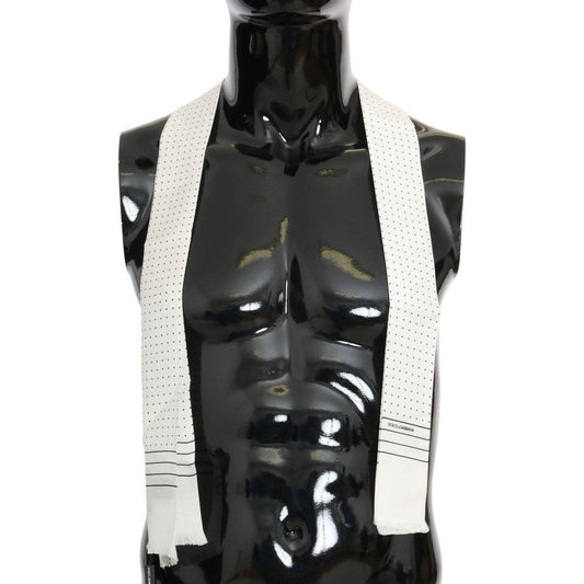 Dolce & Gabbana White Polka Dotted Silk Skinny Scarf