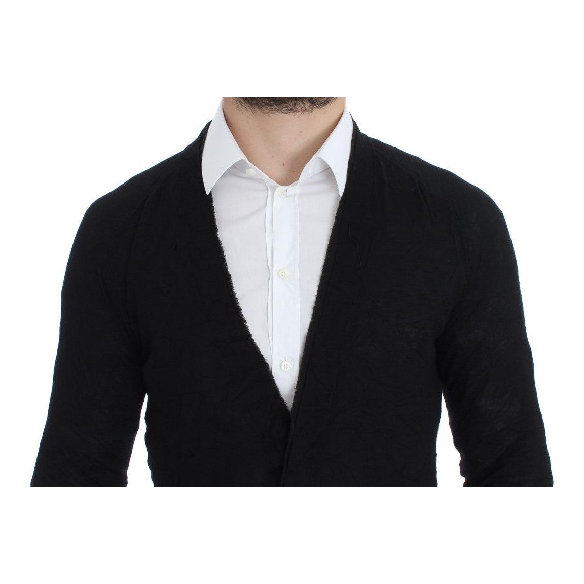 Costume National Black Fine Wool Button Cardigan