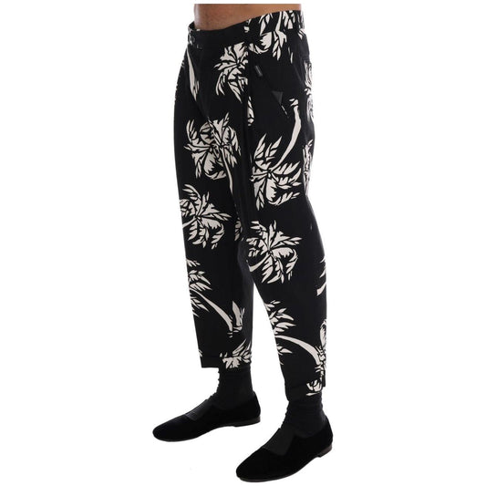 Dolce & Gabbana Black Tree Cotton Stretch Pants PAN60808-4