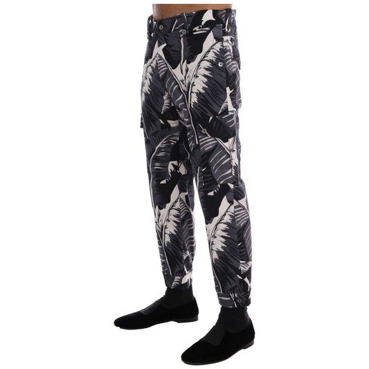 Dolce & Gabbana Gray Banana Leaf Cotton Pants PAN60809-2