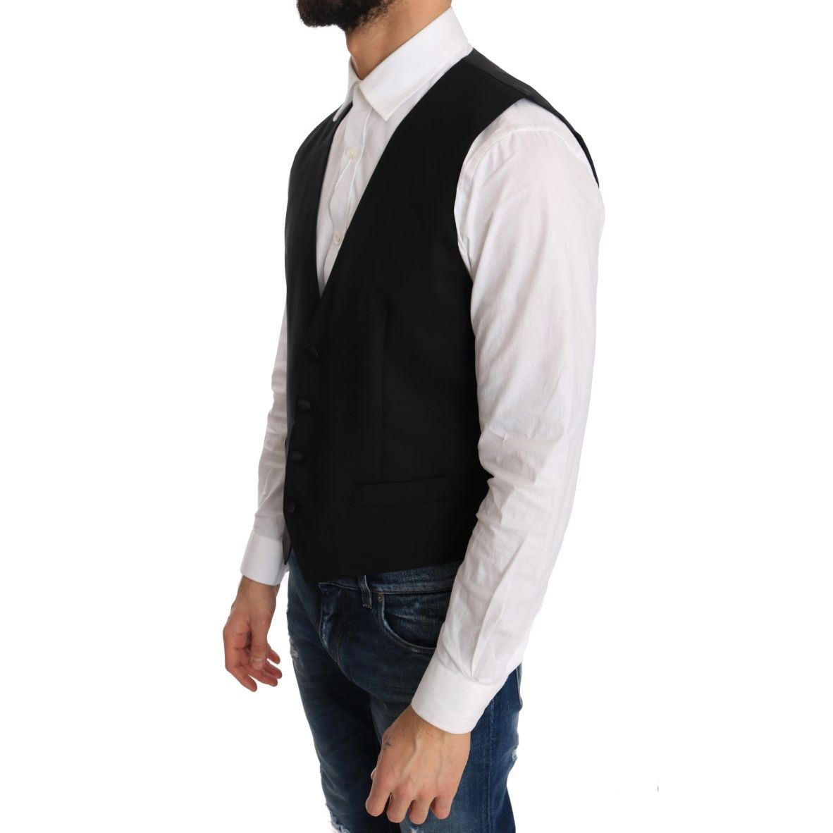Dolce & Gabbana Black Wool Silk Vest