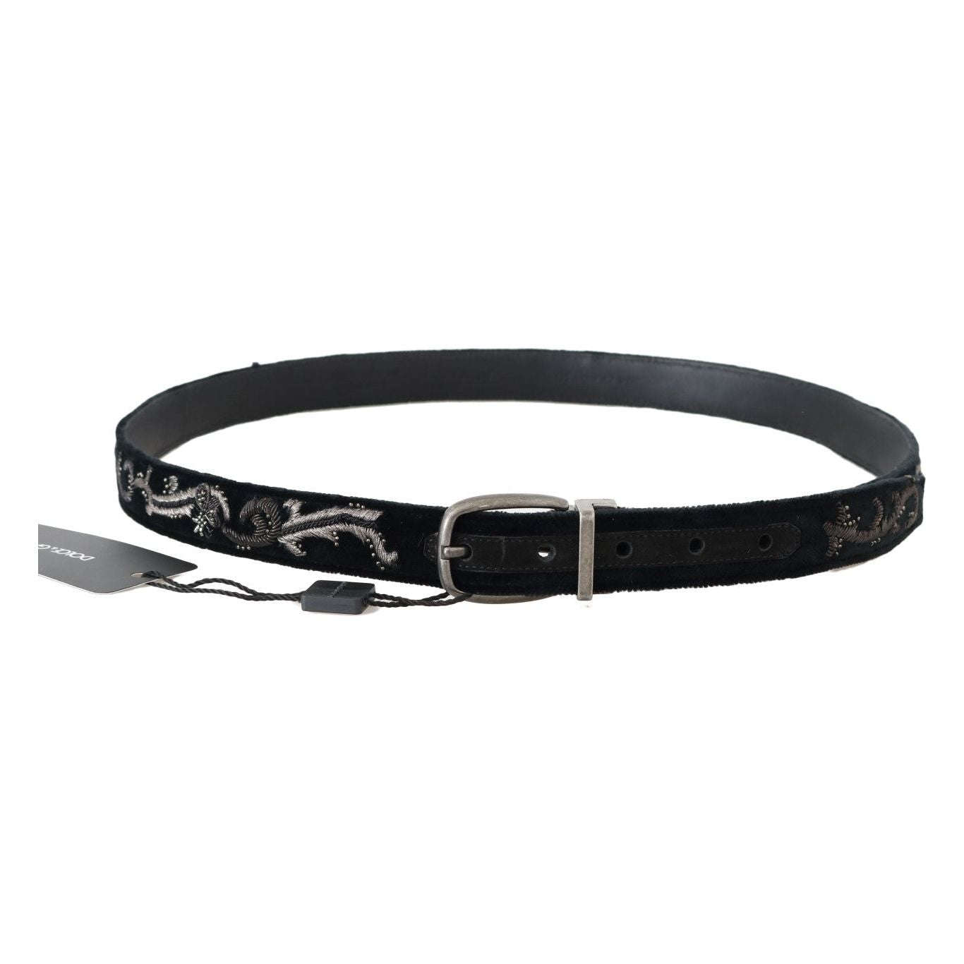 Dolce & Gabbana Black Cotton Royal Bee Embroidery Belt