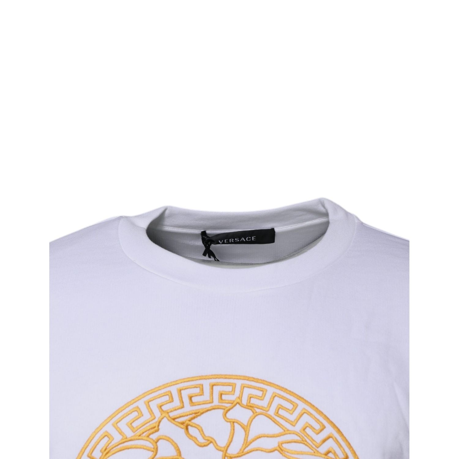 Versace White Medusa Embroidery Crew Neck Pullover Sweater