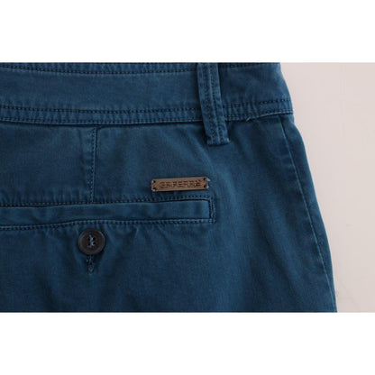 GF Ferre Blue Cotton Straight Fit Chinos