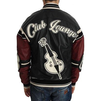 Dolce & Gabbana Leather Club Lounge Black Red Jacket