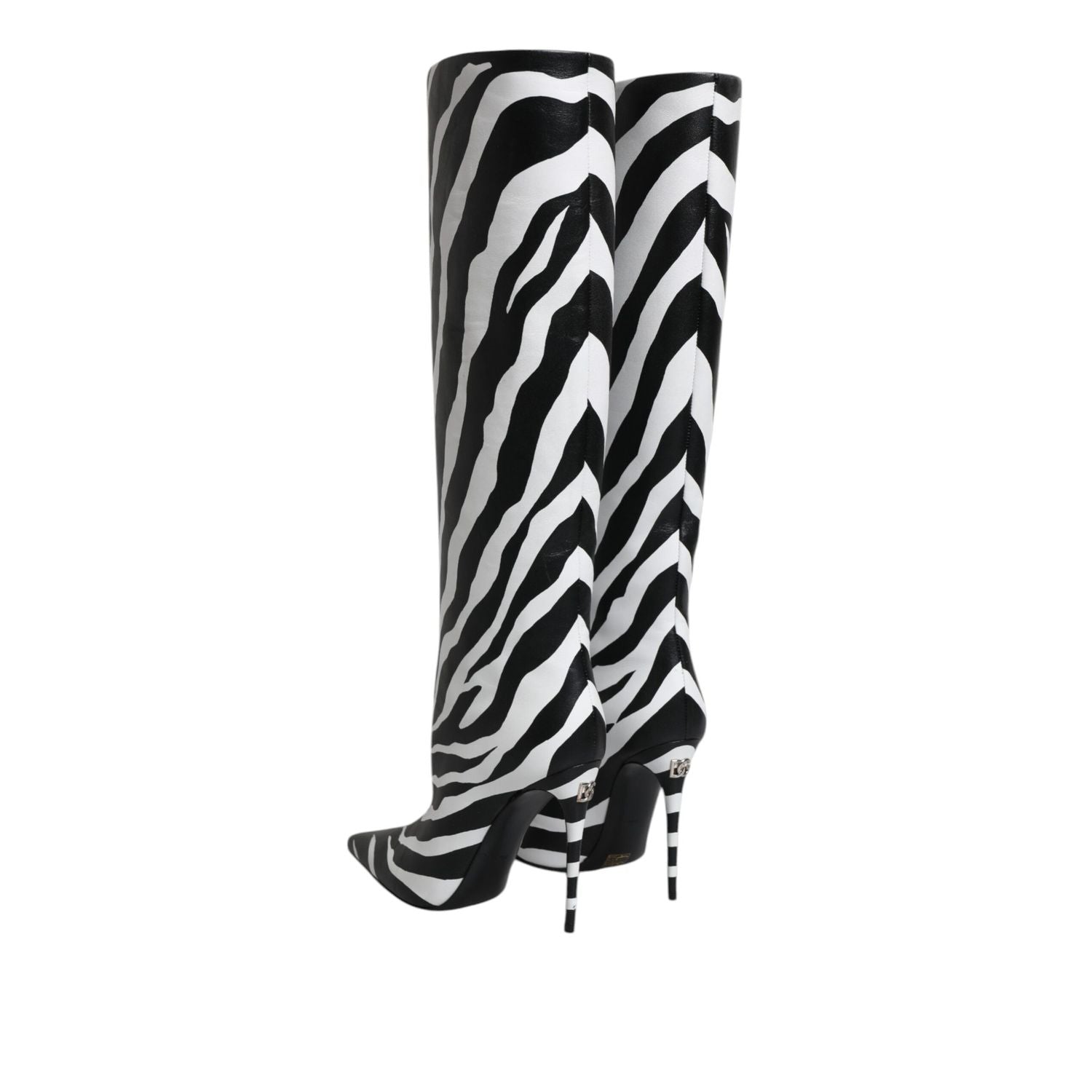 Dolce & Gabbana Black White Zebra Heels High Boots Shoes