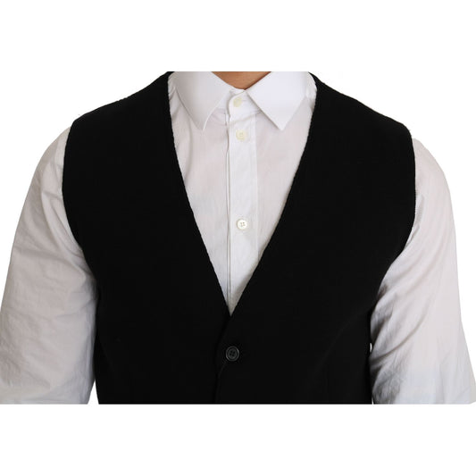Dolce & Gabbana Black Cotton Dress Woven Waistcoat TSH2423-1