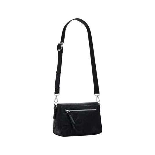 Desigual black polyethylene handbag for women, stylish and compact, perfect accessory for spring/summer collection.
