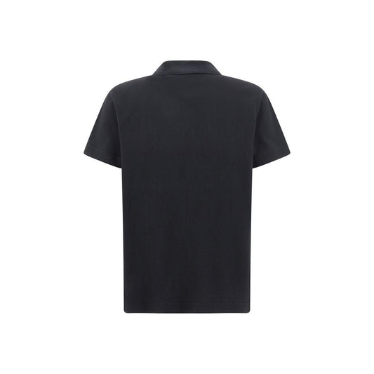 Back view of a Burberry Equestrian Knight Polo Shirt in monochrome with classic collar, featuring elegant design on the front.