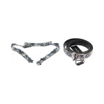 Dolce & Gabbana White Blue Silk Bowtie Leather Belt Gift Box Set BT115-115