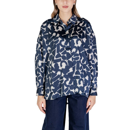 ICHI Blue Polyester Blouse