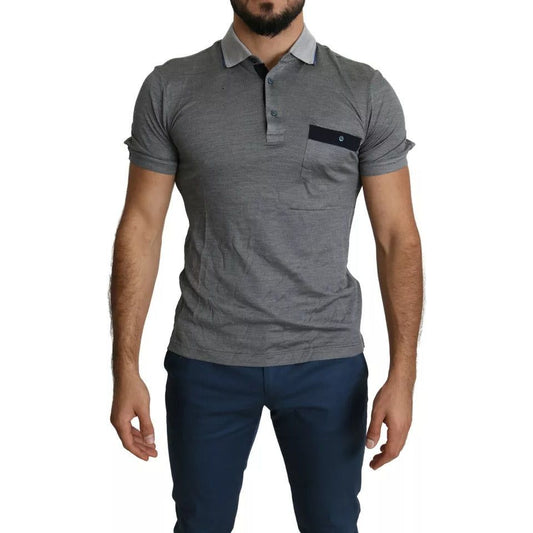 Dolce & Gabbana Gray Collared Silk Polo Top Shirt T-shirt TSH5633-44