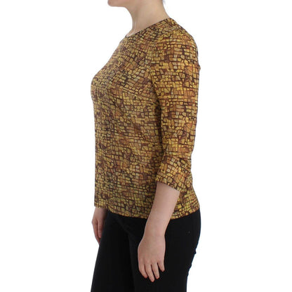 Dolce & Gabbana Multicolor Mosaic Print Silk Blouse T-shirt