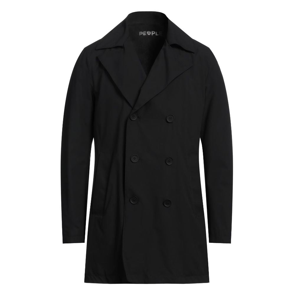 People Of Shibuya Black Recycled Polyester Men Trench PE-14546-IT46 | S