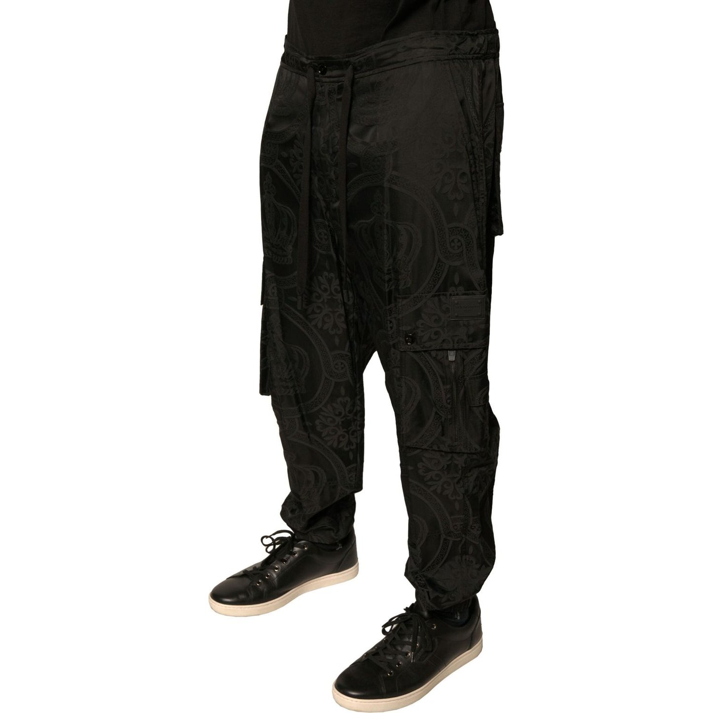 Dolce & Gabbana Black Crown Nylon Jogger Sweatpants Pants PAN75682-54