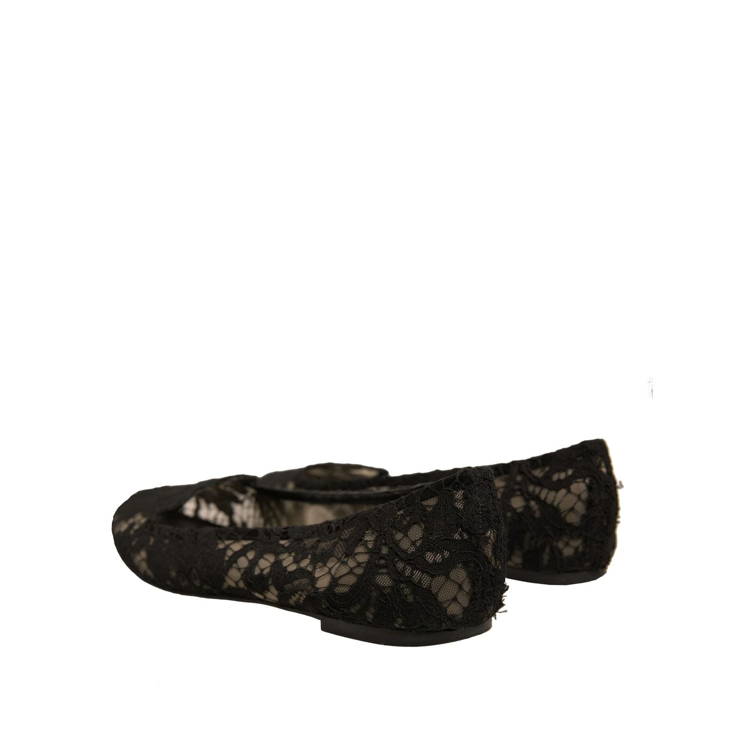 Dolce & Gabbana Black Taormina Lace Slip On Flats Shoes