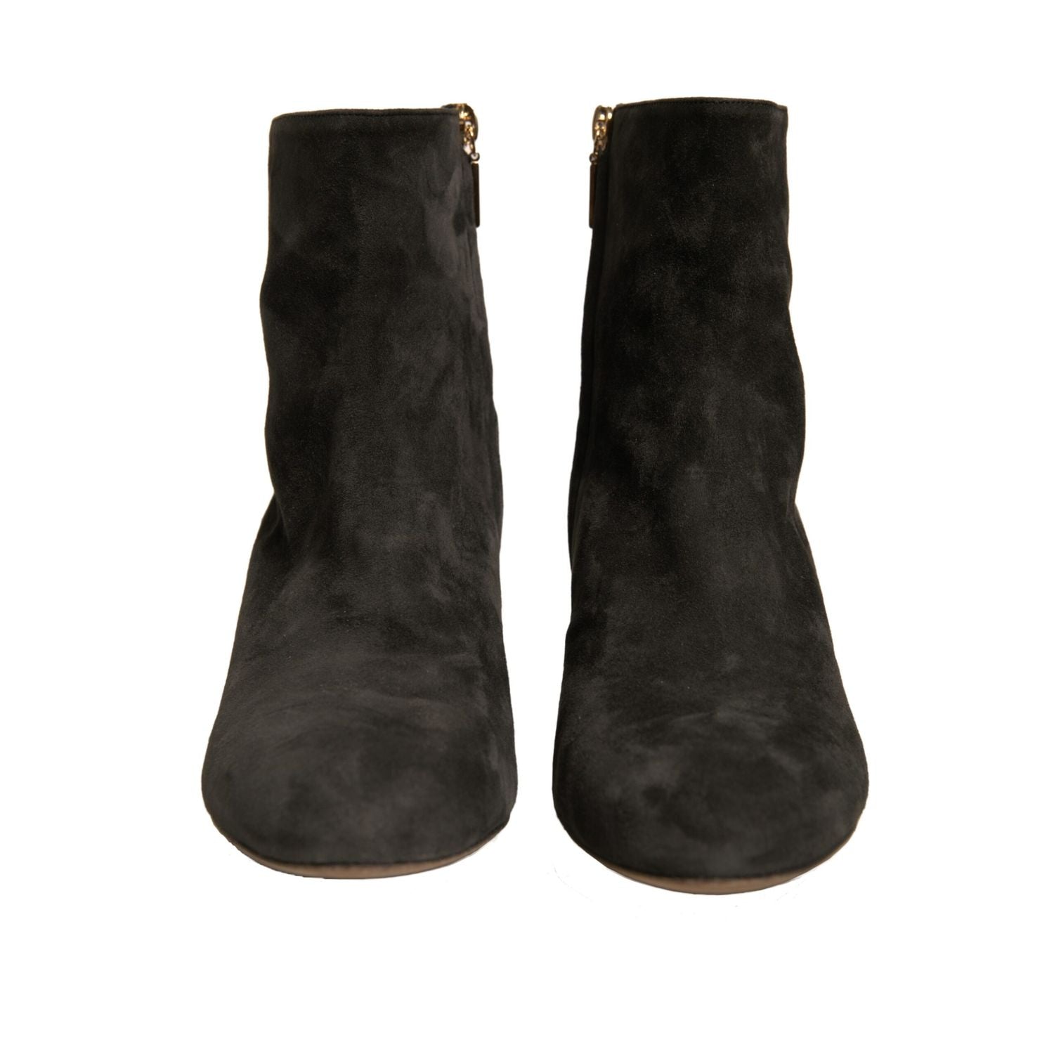 Dolce & Gabbana Black Embellished Heel Ankle Boots Shoes