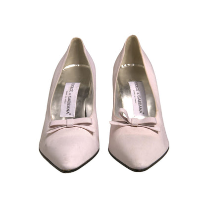 Dolce & Gabbana White Leather High Heels Women Pumps Shoes