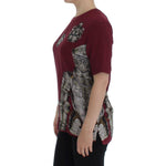 Dolce & Gabbana Red Knight Print Silk Blouse T-shirt SIG13332-2