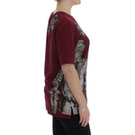 Dolce & Gabbana Red Knight Print Silk Blouse T-shirt SIG13332-2