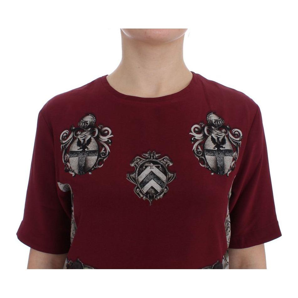 Dolce & Gabbana Red Knight Print Silk Blouse T-shirt SIG13332-2