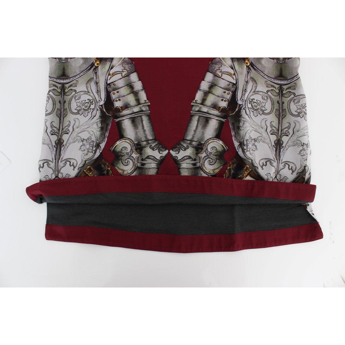 Dolce & Gabbana Red Knight Print Silk Blouse T-shirt SIG13332-2