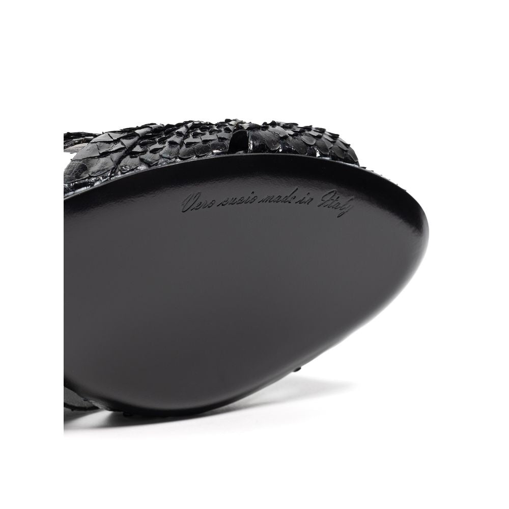 Dolce & Gabbana Black Snake Skin Platform Sandals