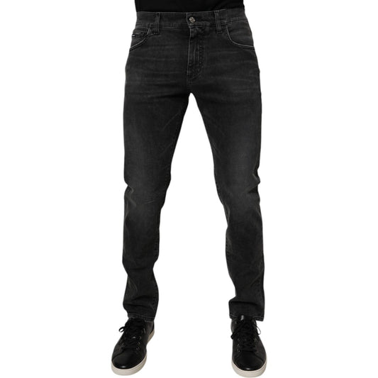 Dolce & Gabbana Black Cotton Stretch Skinny Men Denim Jeans Dolce & Gabbana Black