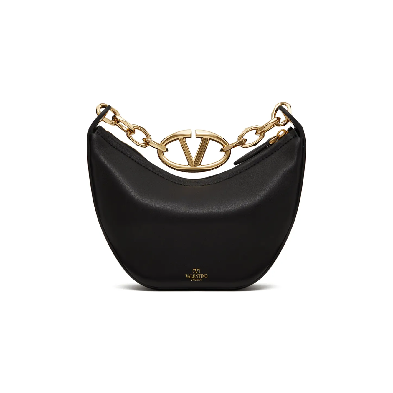 Valentino Garavani Black Leather Mini Hobo Vlogo Shoulder Bag VG4W0B0Q43PHV0NO