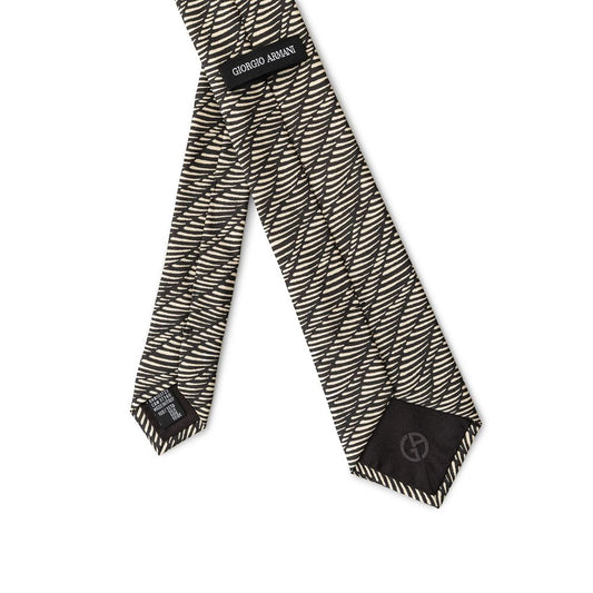 Giorgio Armani Black And White Silk Ties & Bowty GIAR-788166720013799