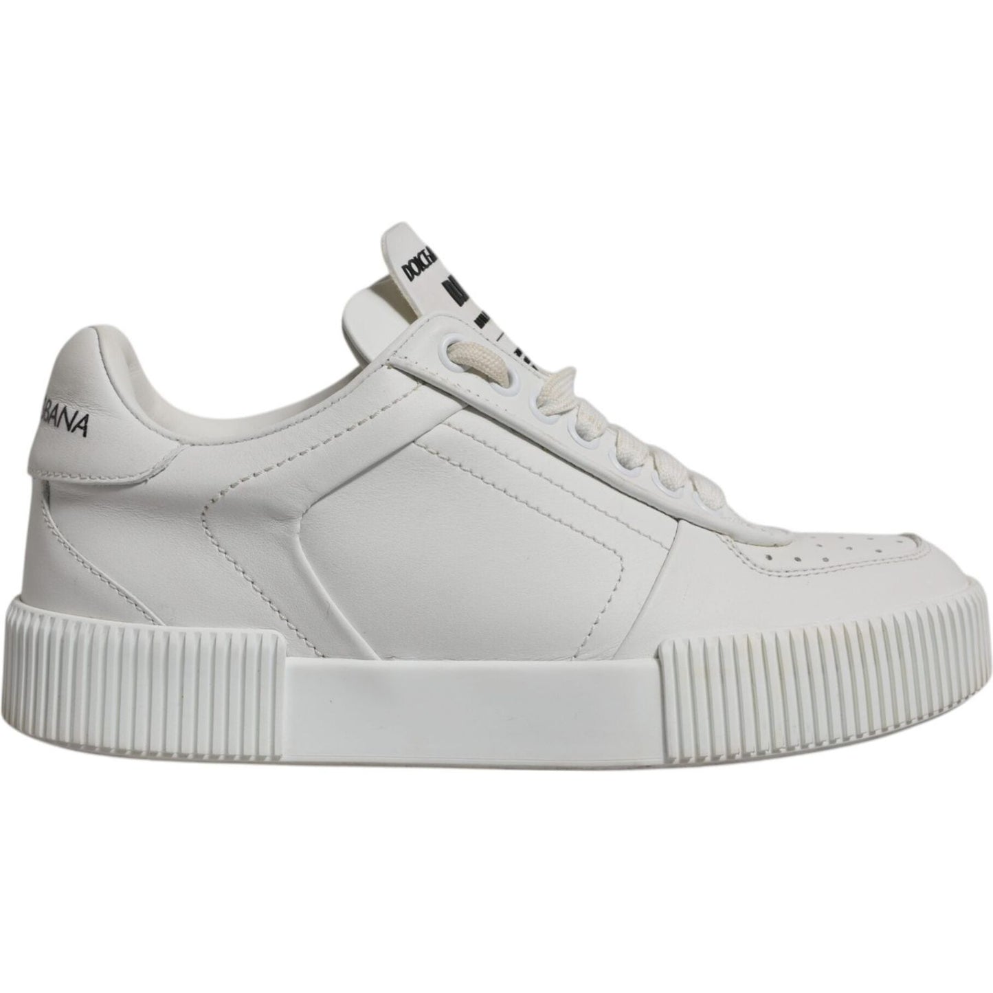 Dolce & Gabbana White Miami Leather Low Top Sneakers Shoes