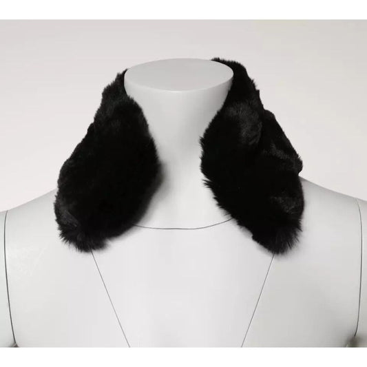 Dolce & Gabbana Black Lamb Fur Collar Women Neck Wrap Scarf MS7111-40