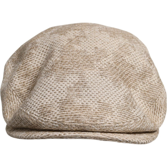 Dolce & Gabbana Beige Floral Linen Newsboy Hat HAT9718-60