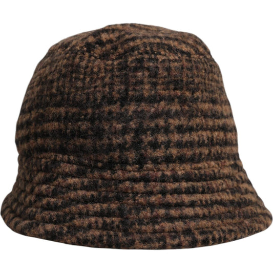 Dolce & Gabbana Brown Houndstooth Wool Woven Bucket Hat HAT9725-59