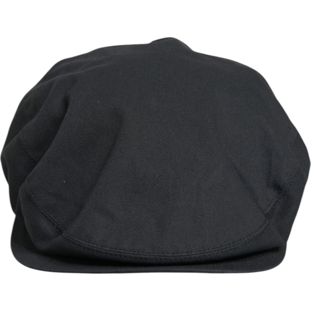 Dolce & Gabbana Black Cotton Newsboy Capello Cabbie Hat HAT9754-58