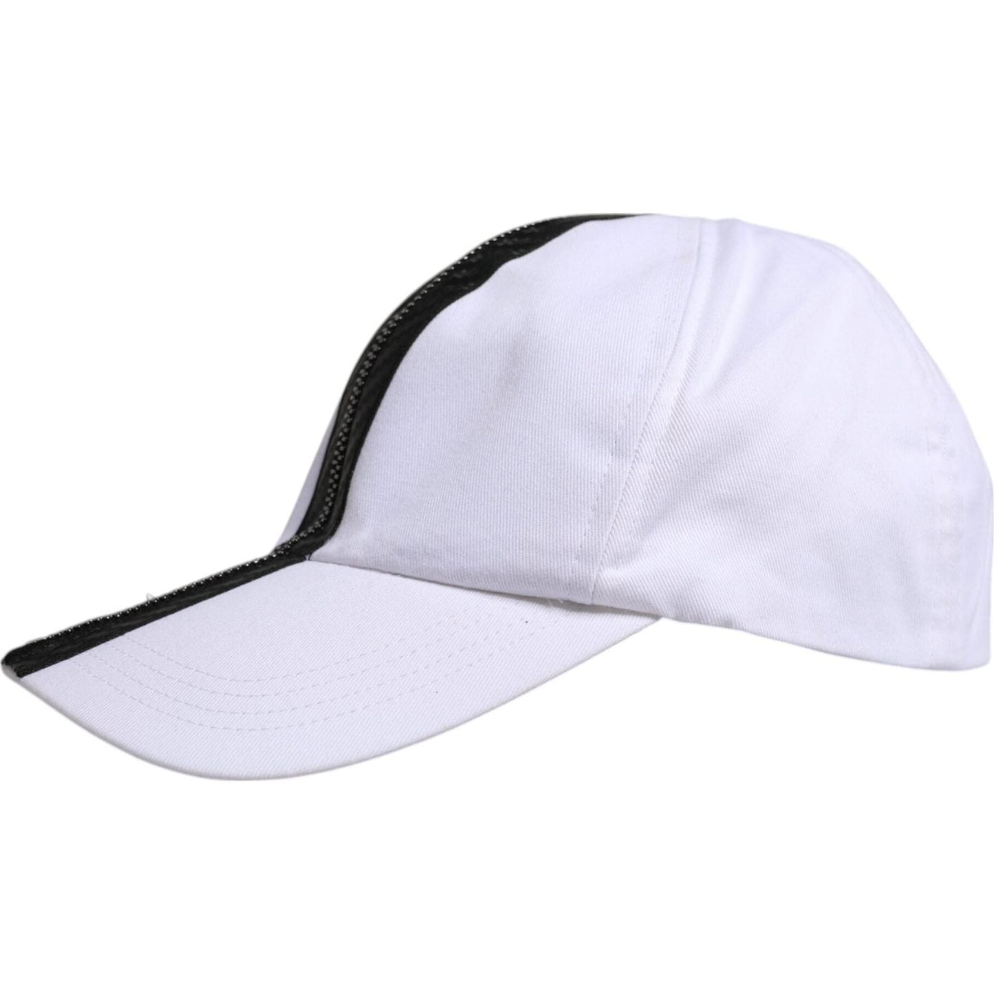 Dolce & Gabbana White Black Cotton Zip Baseball Cap HAT9777-58