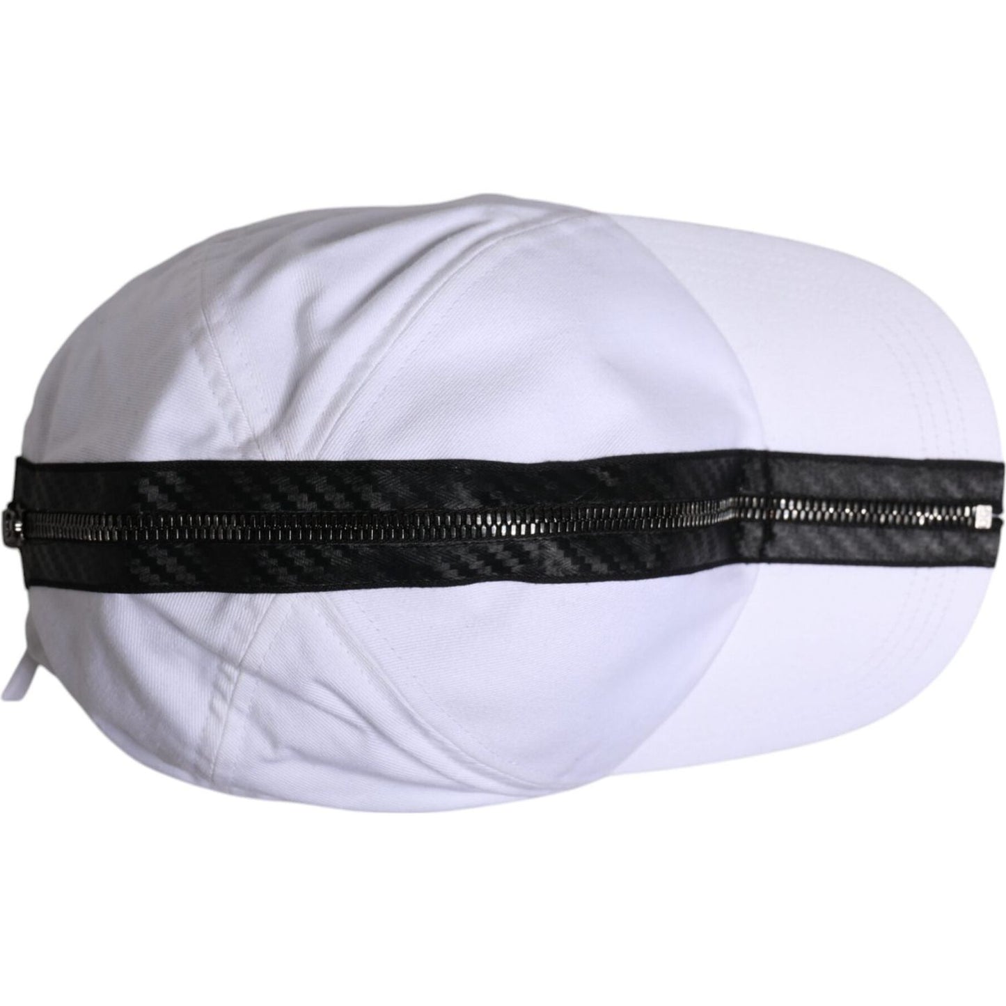 Dolce & Gabbana White Black Cotton Zip Baseball Cap HAT9777-58