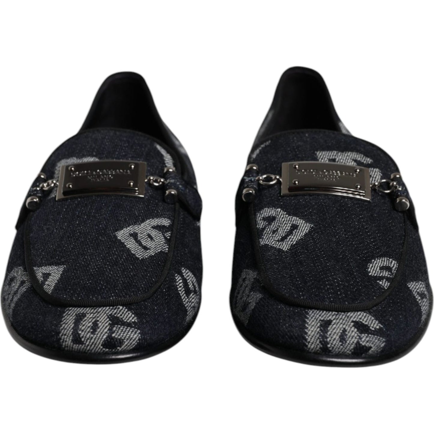Dolce & Gabbana Black Logo Cotton Loafers Formal Dress Shoes MV7168-41