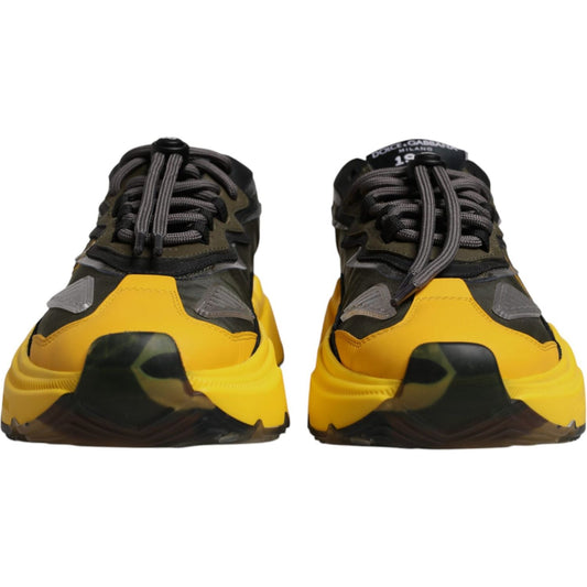 Dolce & Gabbana Yellow Black Daymaster Low Top Sneaker Shoes MV7182-41
