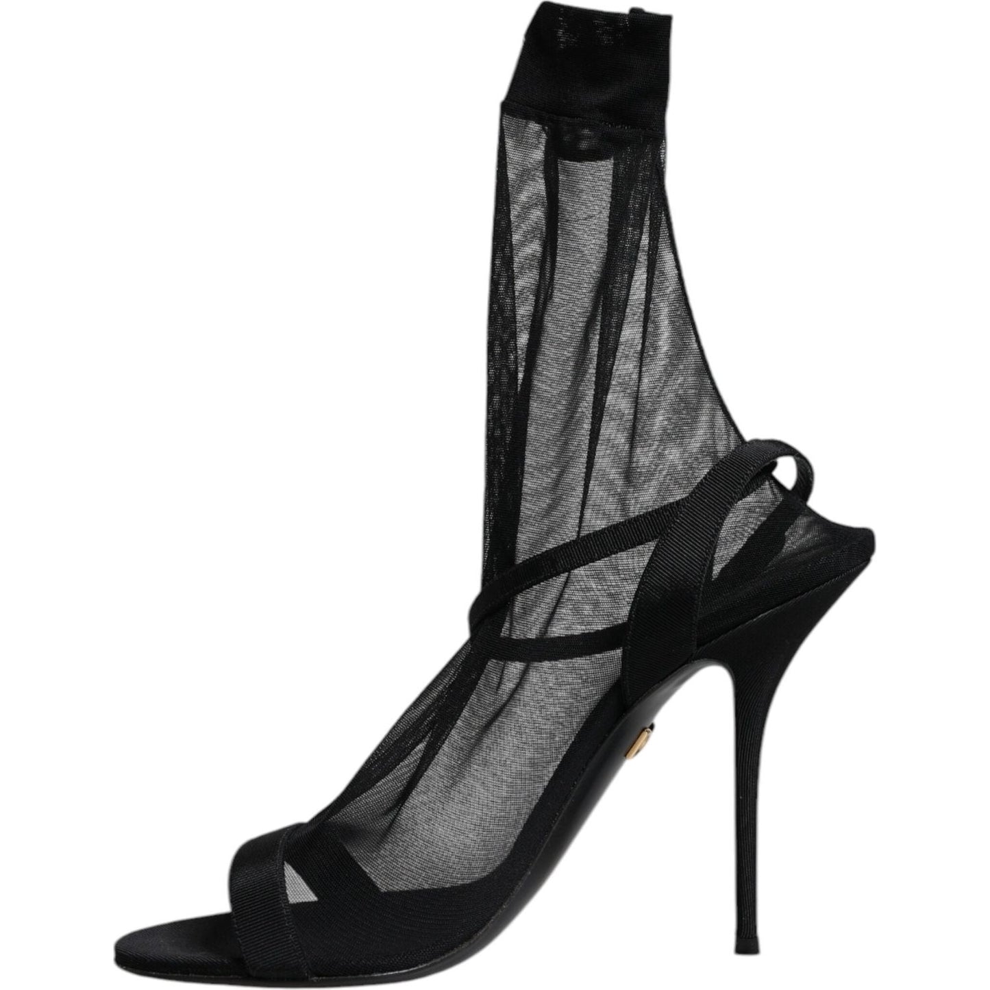 Dolce & Gabbana Black Tulle Stretch Heels Sandals Shoes LA12536-39