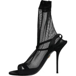 Dolce & Gabbana Black Tulle Stretch Heels Sandals Shoes LA12536-39