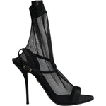 Dolce & Gabbana Black Tulle Stretch Heels Sandals Shoes LA12536-39