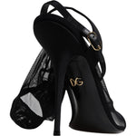Dolce & Gabbana Black Tulle Stretch Heels Sandals Shoes LA12536-39