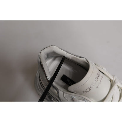 Dolce & Gabbana White Silver Daymaster Low Top Sneaker Shoes